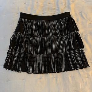 Black suede fringe skirt